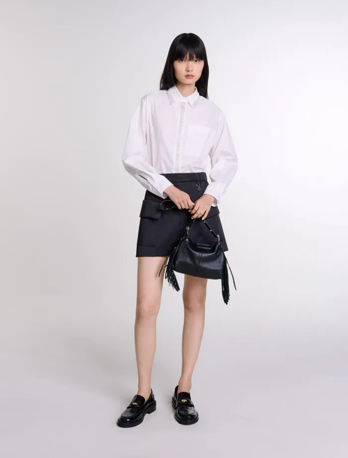 Maje Skirts and Shorts Womens Short Satin Skirt Black