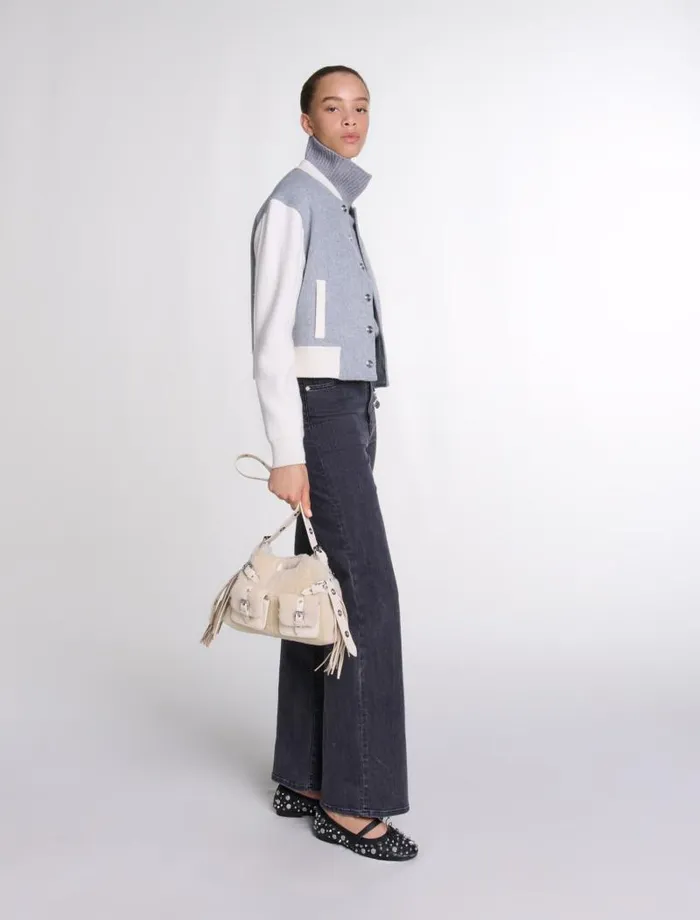 Maje Sweaters and Cardigans Womens Clover Embroidery Bomber Grey