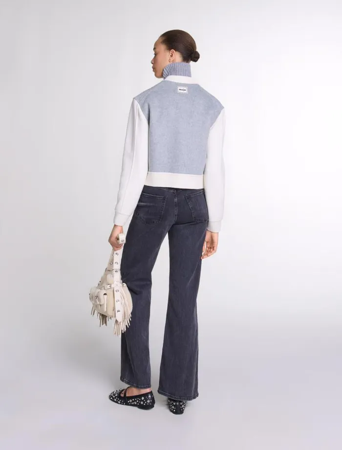 Maje Sweaters and Cardigans Womens Clover Embroidery Bomber Grey