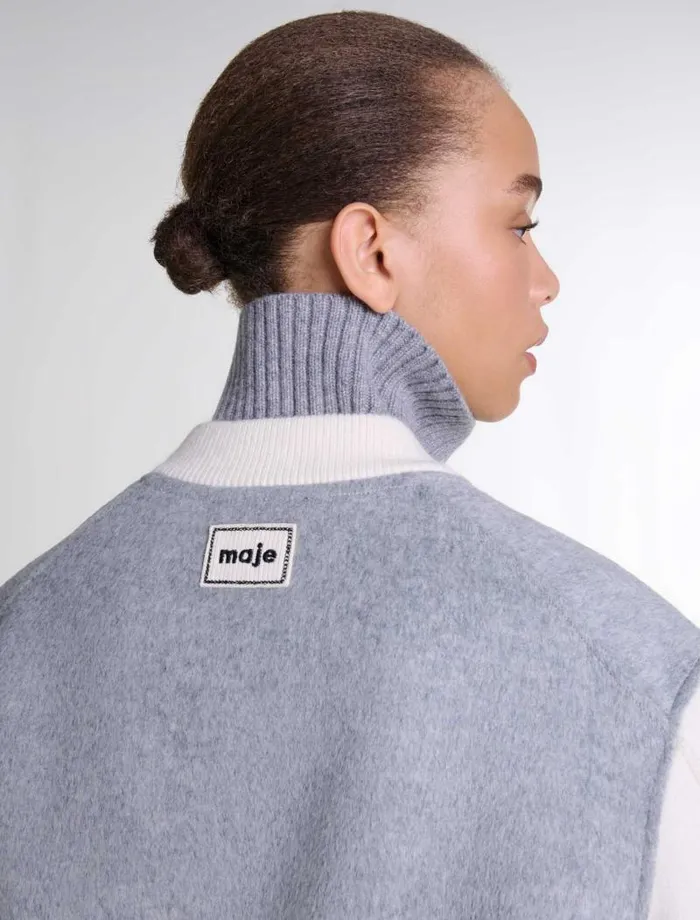 Maje Sweaters and Cardigans Womens Clover Embroidery Bomber Grey