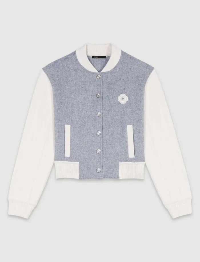 Maje Sweaters and Cardigans Womens Clover Embroidery Bomber Grey