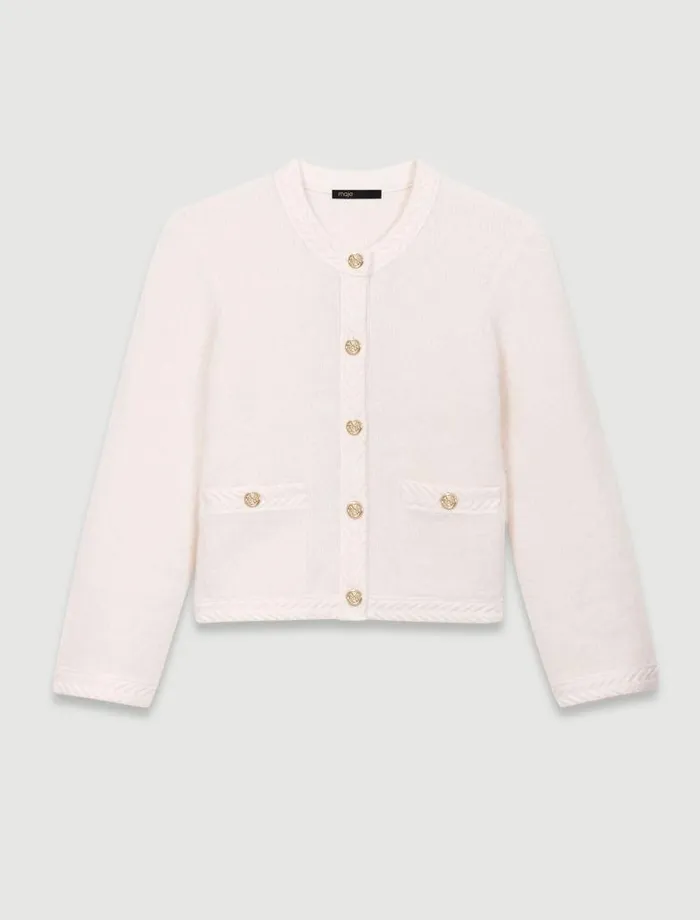 Maje Sweaters and Cardigans Womens Knit Cardigan Ecru