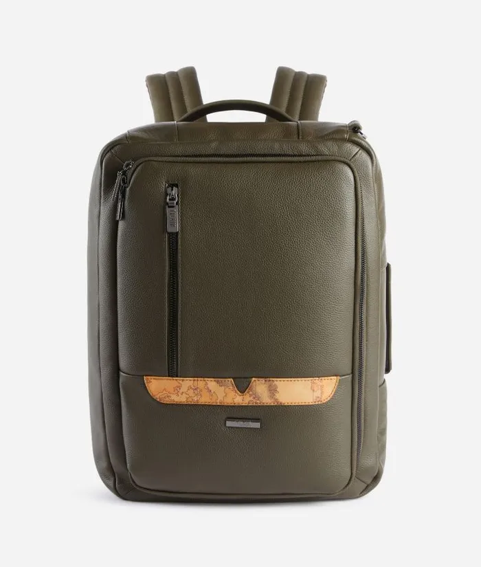 Man Backpacks and Belt Bags Alviero Martini Beta Leather 3Way Travel Backpack Military Green