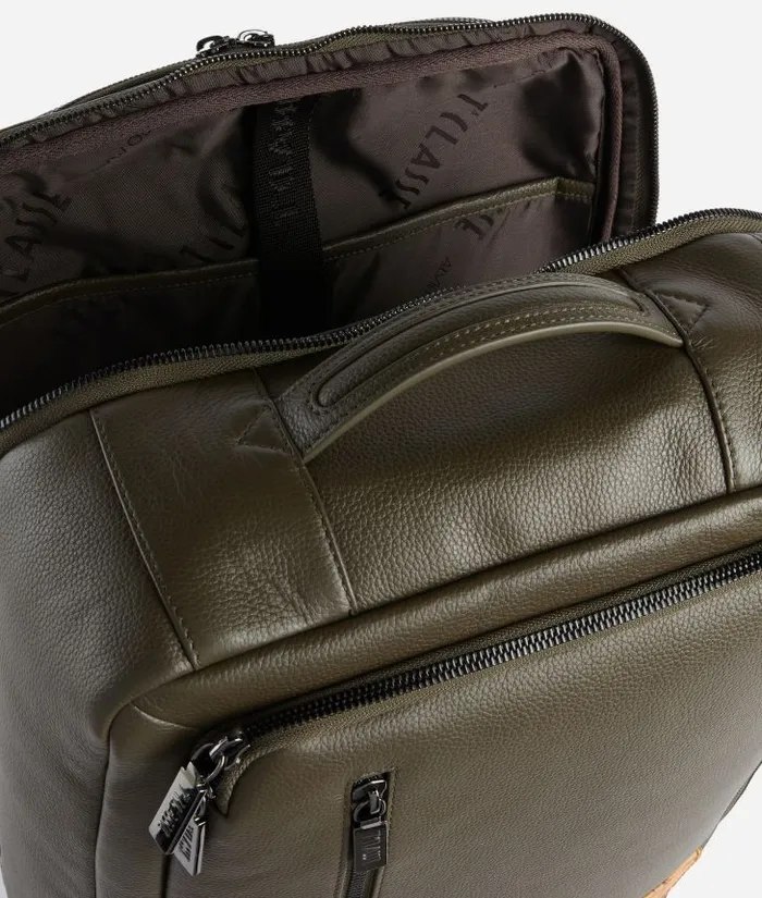 Man Backpacks and Belt Bags Alviero Martini Beta Leather 3Way Travel Backpack Military Green