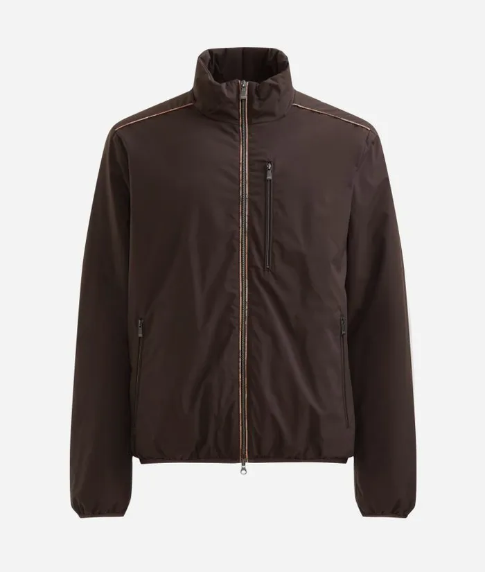 Man Coats and Jackets Alviero Martini Bomber Jacket With Geo Classic Details Chocolate