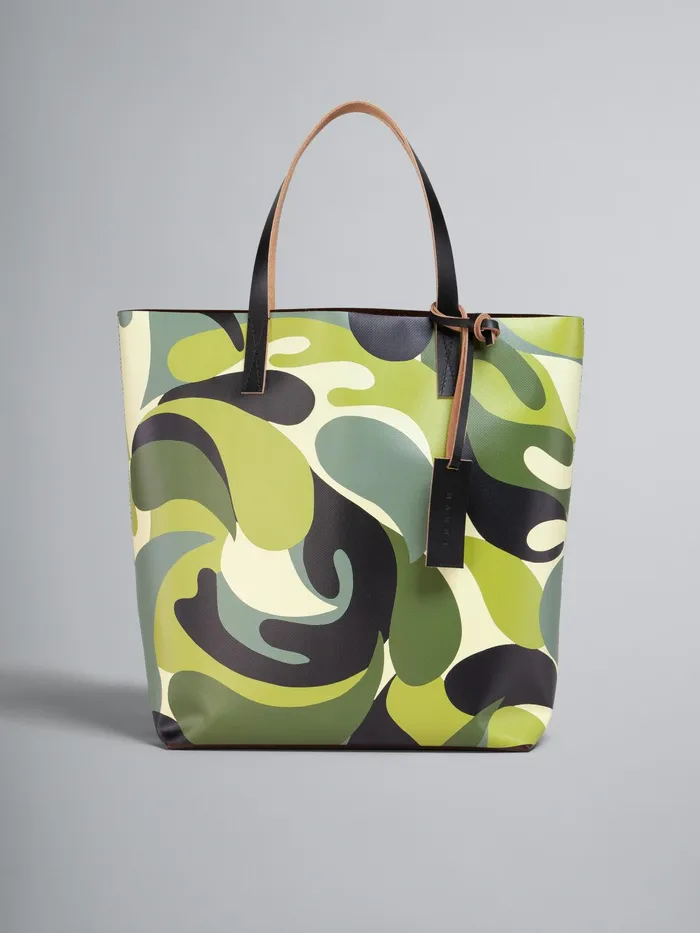 Marni 50s Camo Print Tribeca Shopping Bag Lemonade Mens Shoulder Bags
