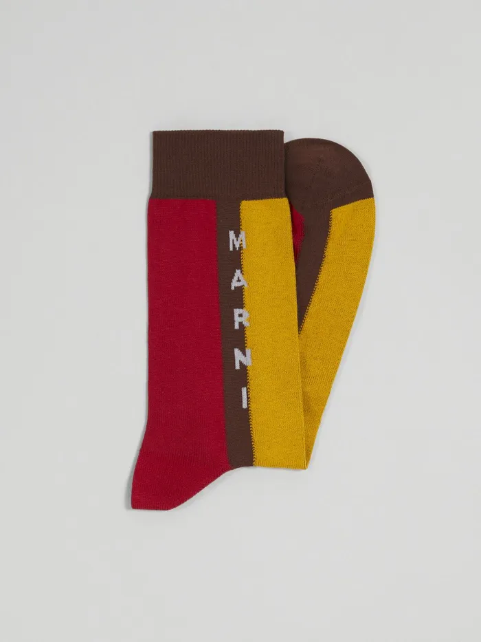 Marni And Yellow Lisle Cotton And Nylon Sock Red Mens Socks Marni And Yellow Lisle Cotton And Nylon Sock Red Mens Socks