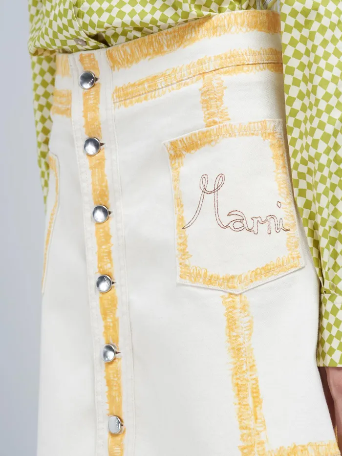 Marni Beige Denim Skirt Alkekengi Womens Skirts Marni Beige Denim Skirt Alkekengi Womens Skirts