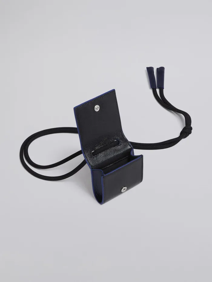 Marni Bicoloured Calfskin Airpods Holder With Adjustable Nylon Shoulder Strap Black Mens Wallets and Small Leather Goods Marni Bicoloured Calfskin Airpods Holder With Adjustable Nylon Shoulder Strap Black Mens Wallets and Small Leather Goods