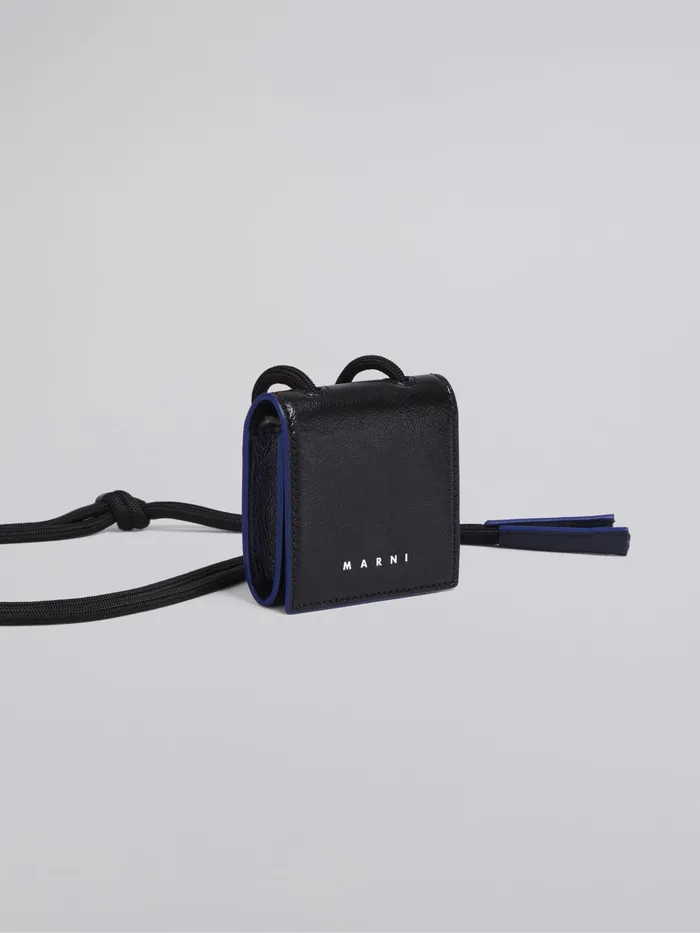 Marni Bicoloured Calfskin Airpods Holder With Adjustable Nylon Shoulder Strap Black Mens Wallets and Small Leather Goods Marni Bicoloured Calfskin Airpods Holder With Adjustable Nylon Shoulder Strap Black Mens Wallets and Small Leather Goods