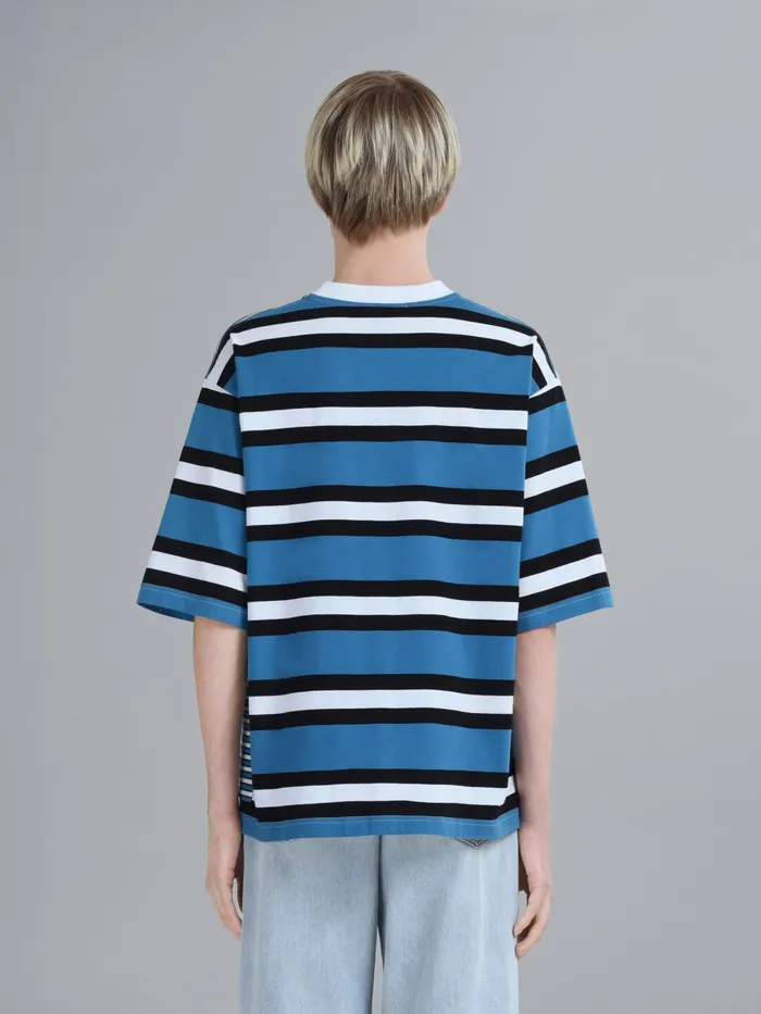Marni Blue Striped Cotton Jersey Crewneck Tshirt Royal Mens Sweatshirts and Tshirts Marni Blue Striped Cotton Jersey Crewneck Tshirt Royal Mens Sweatshirts and Tshirts