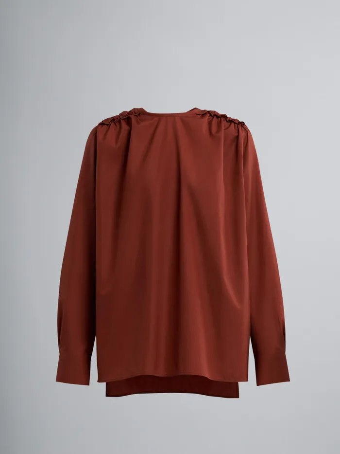 Marni Brown Cotton Poplin Shirt Clay Womens Tops and Shirts