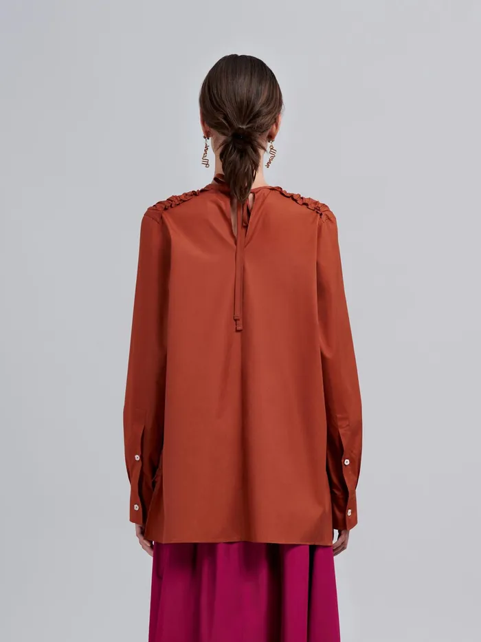 Marni Brown Cotton Poplin Shirt Clay Womens Tops and Shirts Marni Brown Cotton Poplin Shirt Clay Womens Tops and Shirts