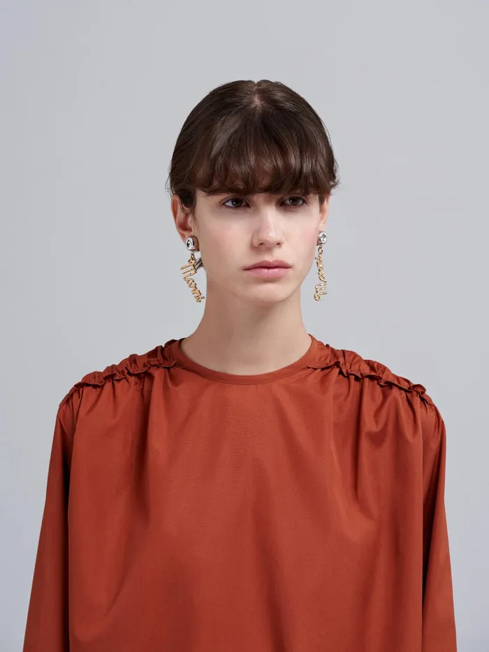 Marni Brown Cotton Poplin Shirt Clay Womens Tops and Shirts Marni Brown Cotton Poplin Shirt Clay Womens Tops and Shirts