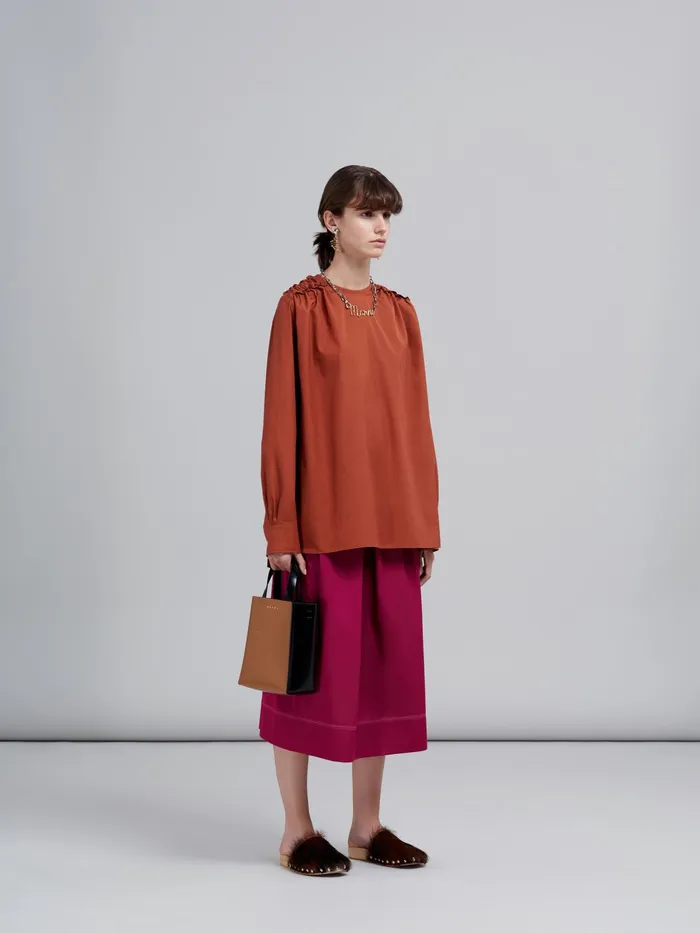 Marni Brown Cotton Poplin Shirt Clay Womens Tops and Shirts Marni Brown Cotton Poplin Shirt Clay Womens Tops and Shirts