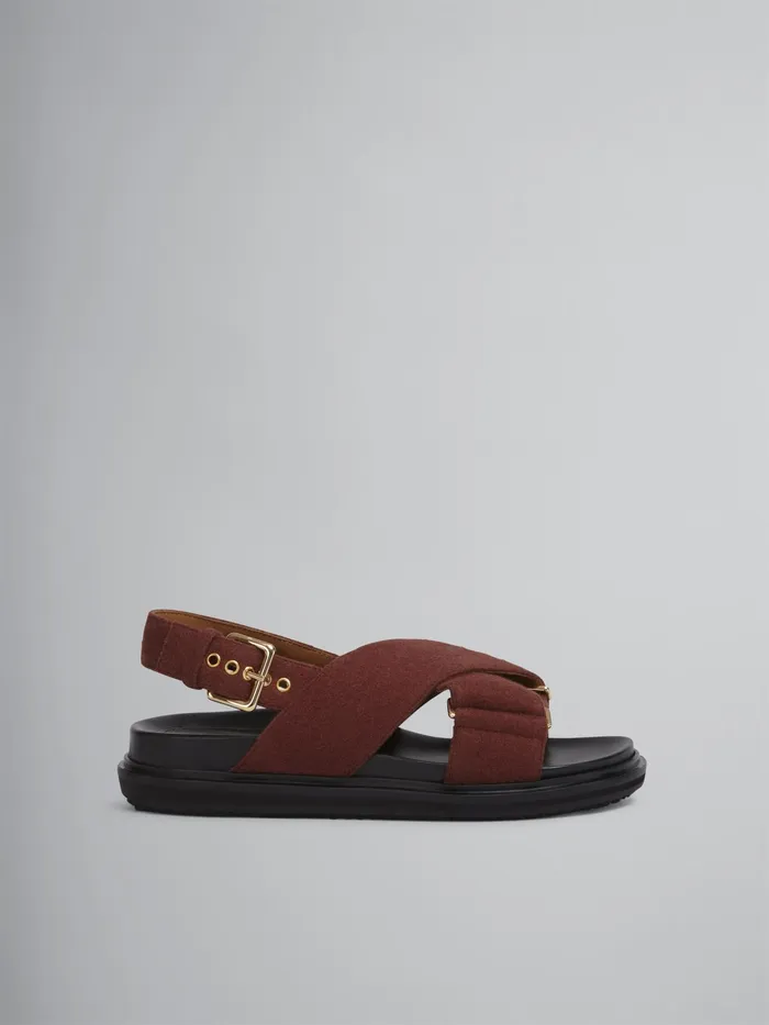 Marni Brown Fussbett In Wool Felt Brick Womens Sandals and Wedges