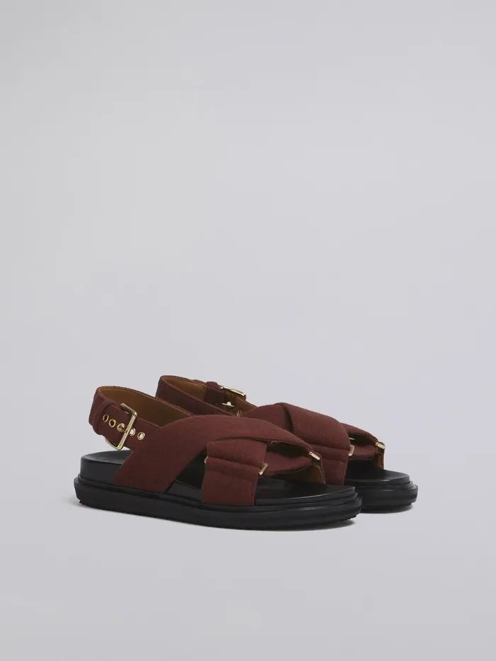 Marni Brown Fussbett In Wool Felt Brick Womens Sandals and Wedges Marni Brown Fussbett In Wool Felt Brick Womens Sandals and Wedges