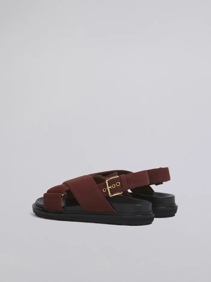 Marni Brown Fussbett In Wool Felt Brick Womens Sandals and Wedges Marni Brown Fussbett In Wool Felt Brick Womens Sandals and Wedges