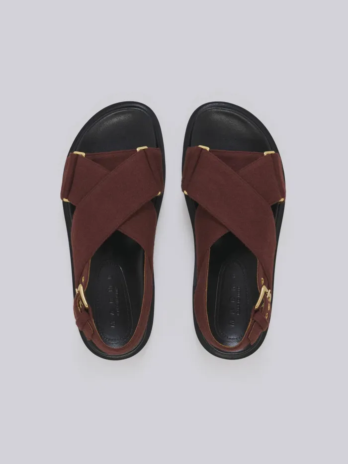 Marni Brown Fussbett In Wool Felt Brick Womens Sandals and Wedges Marni Brown Fussbett In Wool Felt Brick Womens Sandals and Wedges