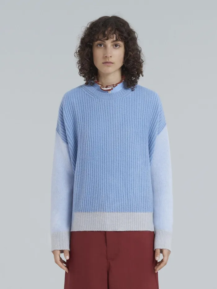 Marni Cashmere Sweater With Colourblock Pattern Arctic Womens Knitwear Marni Cashmere Sweater With Colourblock Pattern Arctic Womens Knitwear