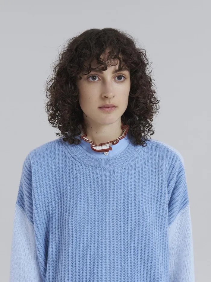 Marni Cashmere Sweater With Colourblock Pattern Arctic Womens Knitwear Marni Cashmere Sweater With Colourblock Pattern Arctic Womens Knitwear