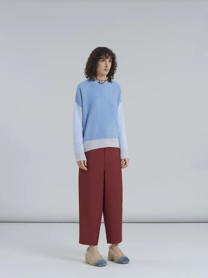 Marni Cashmere Sweater With Colourblock Pattern Arctic Womens Knitwear Marni Cashmere Sweater With Colourblock Pattern Arctic Womens Knitwear