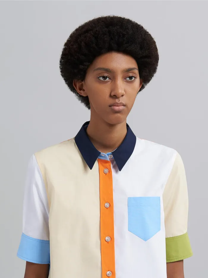 Marni Colourblock Bio Poplin Shortsleeved Shirt Ivory Womens Tops and Shirts Marni Colourblock Bio Poplin Shortsleeved Shirt Ivory Womens Tops and Shirts