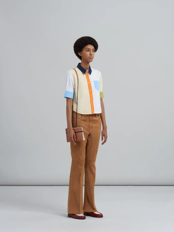 Marni Colourblock Bio Poplin Shortsleeved Shirt Ivory Womens Tops and Shirts Marni Colourblock Bio Poplin Shortsleeved Shirt Ivory Womens Tops and Shirts