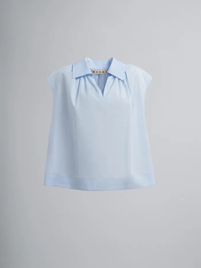 Marni Cotton Poplin Top Alluminium Womens Tops and Shirts