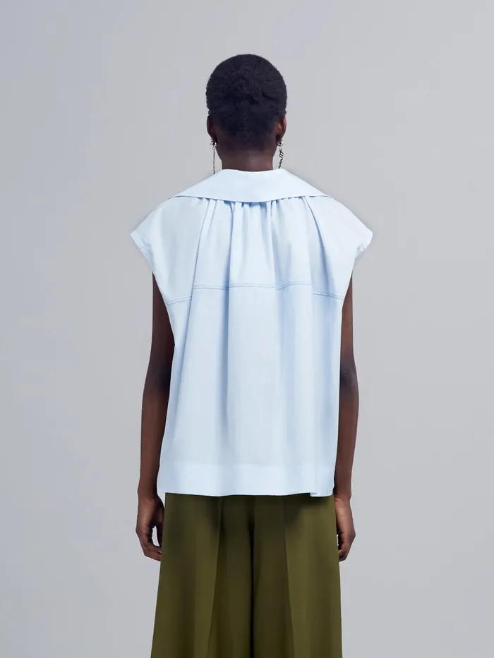 Marni Cotton Poplin Top Alluminium Womens Tops and Shirts Marni Cotton Poplin Top Alluminium Womens Tops and Shirts