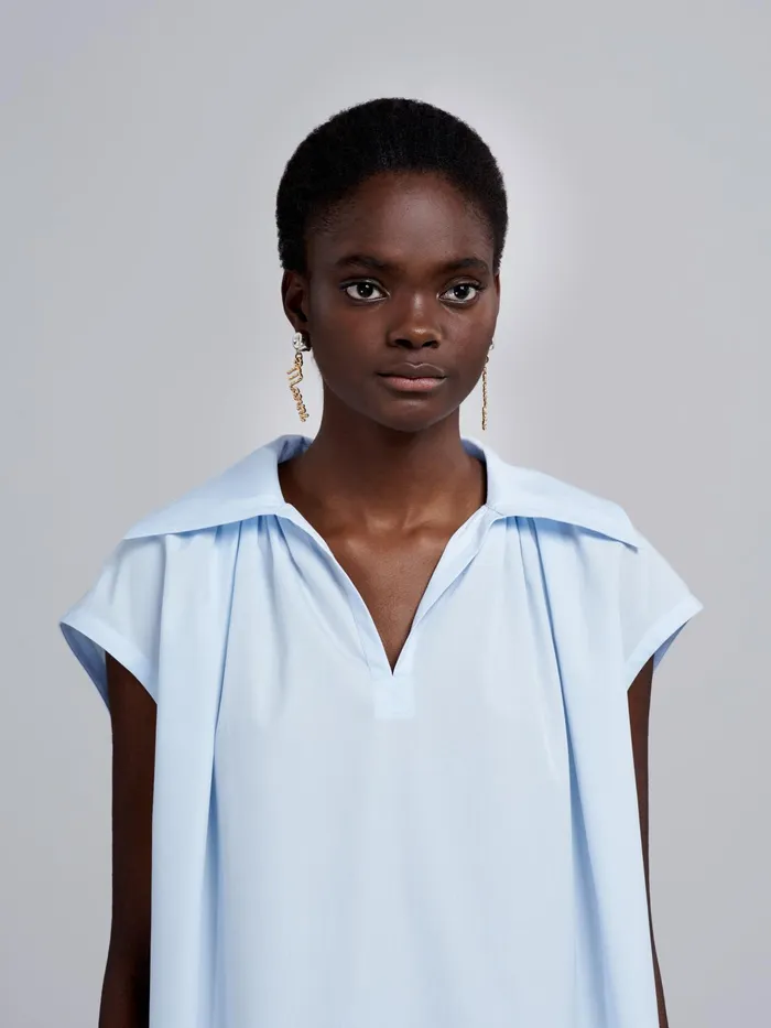 Marni Cotton Poplin Top Alluminium Womens Tops and Shirts Marni Cotton Poplin Top Alluminium Womens Tops and Shirts