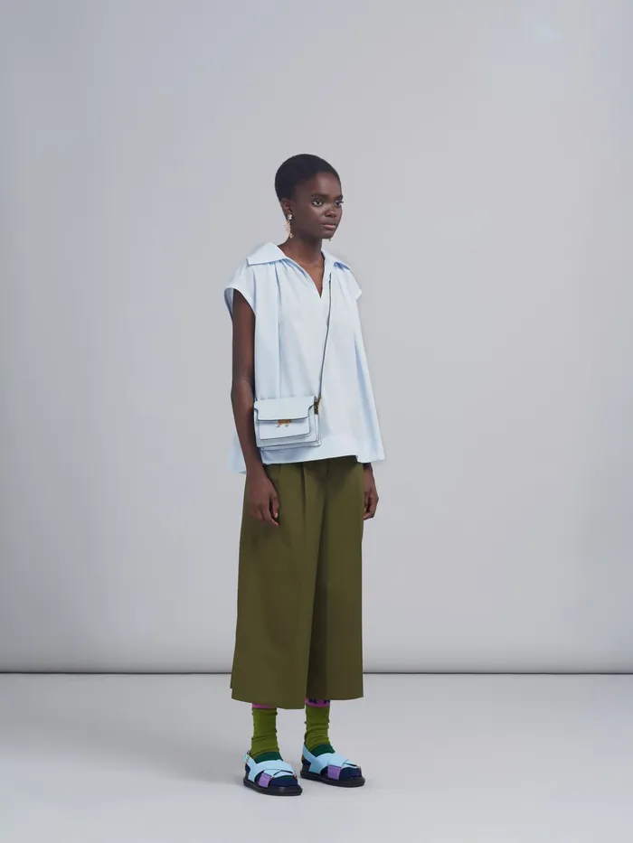 Marni Cotton Poplin Top Alluminium Womens Tops and Shirts Marni Cotton Poplin Top Alluminium Womens Tops and Shirts