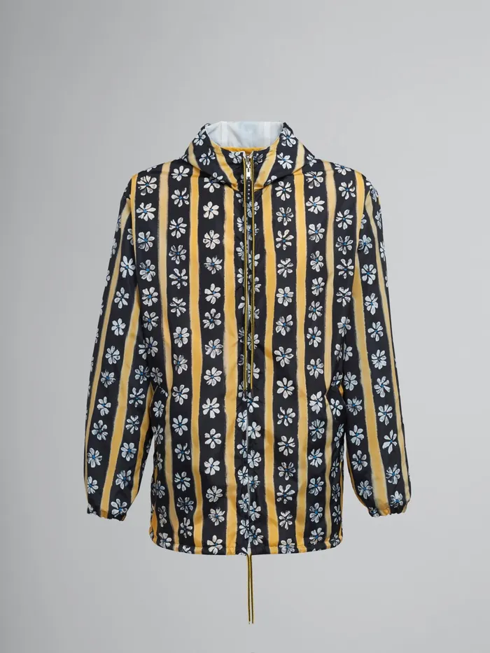 Marni Daisy Lane Print Nylon Parka Black Mens Coats and Jackets