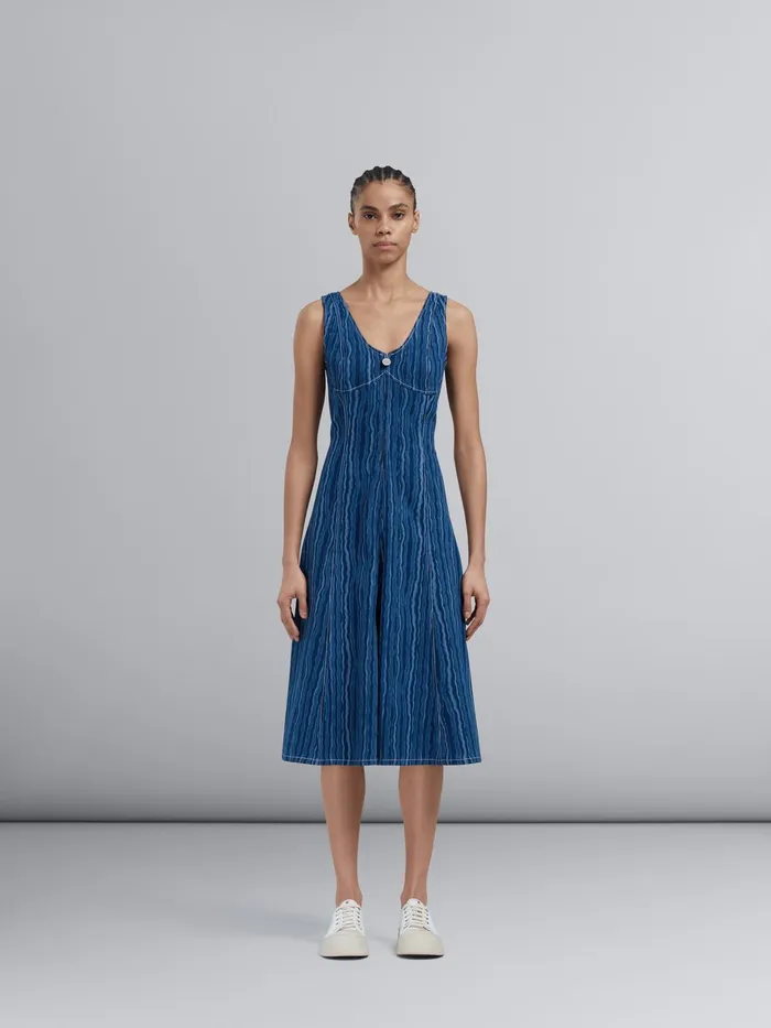 Marni Degrad Denim Dress Blublack Womens Dresses Marni Degrad Denim Dress Blublack Womens Dresses