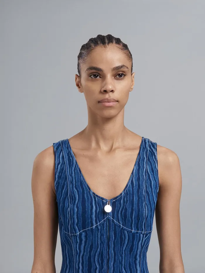 Marni Degrad Denim Dress Blublack Womens Dresses Marni Degrad Denim Dress Blublack Womens Dresses