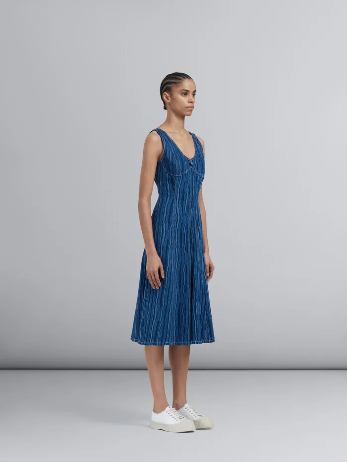 Marni Degrad Denim Dress Blublack Womens Dresses Marni Degrad Denim Dress Blublack Womens Dresses
