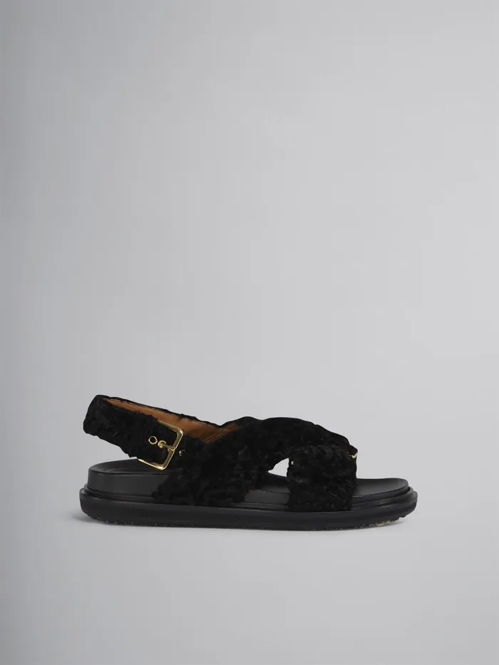 Marni Fussbett In Curly Fabric Black Womens Sandals and Wedges