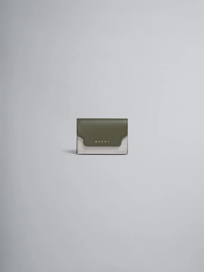 Marni Green Grey And Brown Saffiano Leather Trifold Wallet Mosstone Womens Wallets and Small Leather Goods Marni Green Grey And Brown Saffiano Leather Trifold Wallet Mosstone Womens Wallets and Small Leather Goods