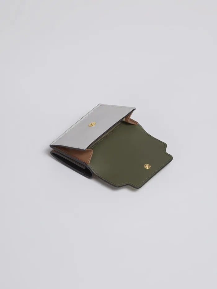 Marni Green Grey And Brown Saffiano Leather Trifold Wallet Mosstone Womens Wallets and Small Leather Goods Marni Green Grey And Brown Saffiano Leather Trifold Wallet Mosstone Womens Wallets and Small Leather Goods