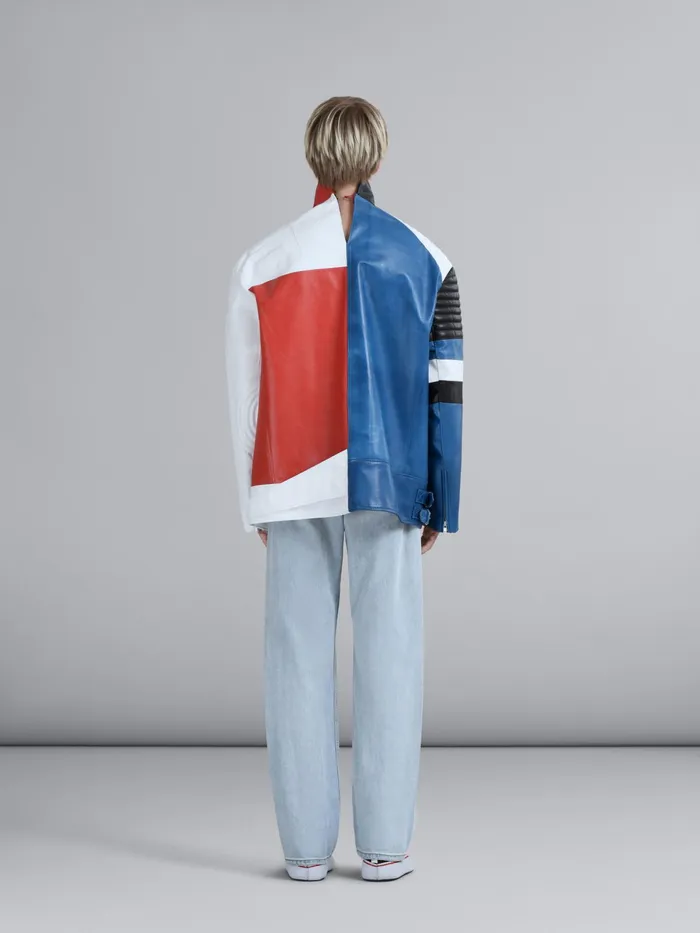 Marni Leather Biker Jacket Lily White Mens Coats and Jackets Marni Leather Biker Jacket Lily White Mens Coats and Jackets