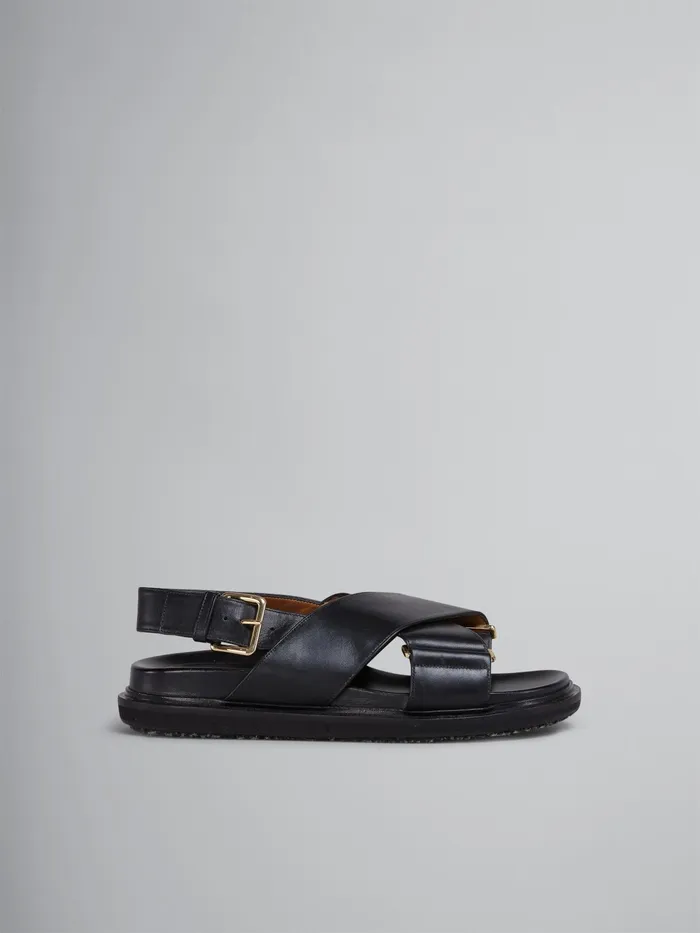 Marni Leather Fussbett Black Womens Sandals and Wedges