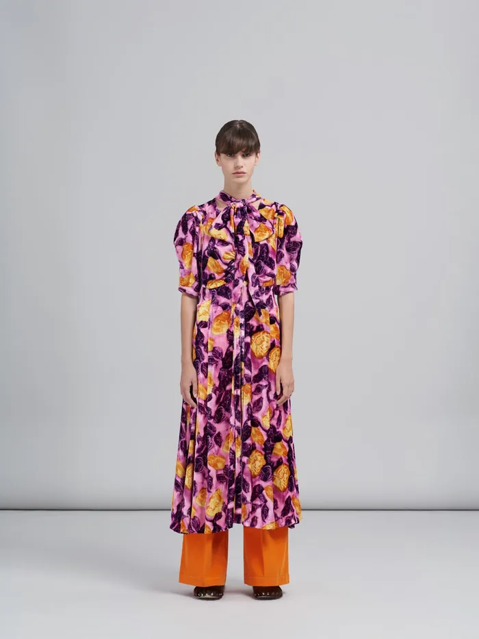 Marni Morning Blossom Print Fluid Velvet Dress Crocus Womens Dresses Marni Morning Blossom Print Fluid Velvet Dress Crocus Womens Dresses