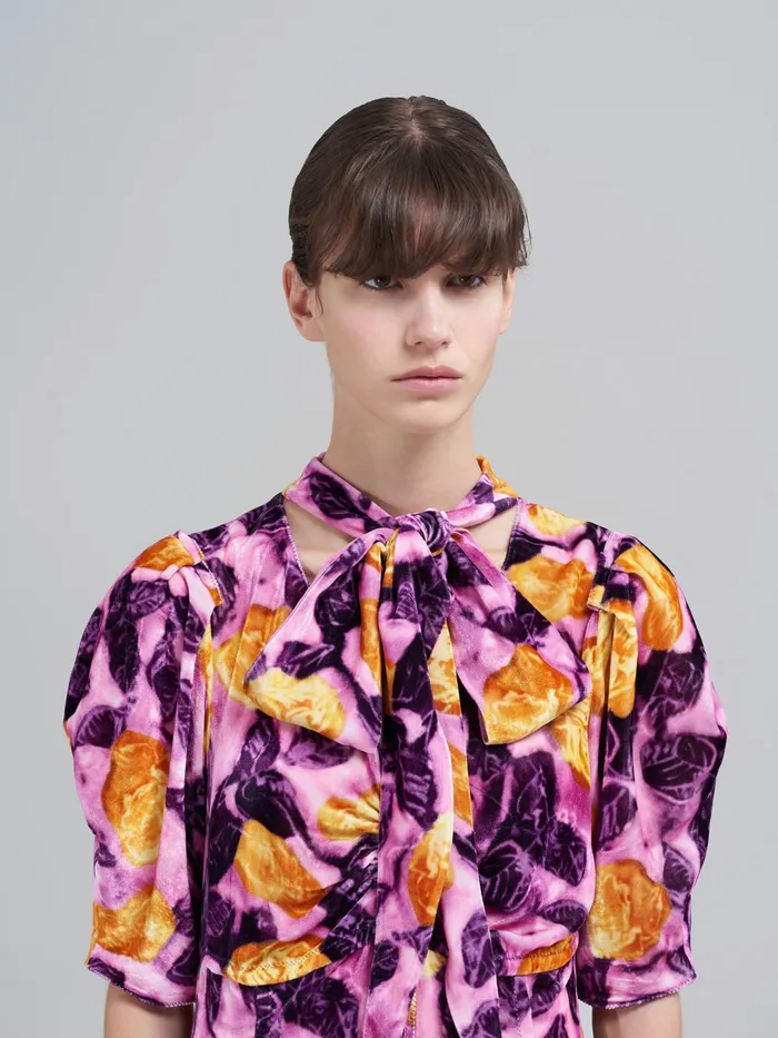 Marni Morning Blossom Print Fluid Velvet Dress Crocus Womens Dresses Marni Morning Blossom Print Fluid Velvet Dress Crocus Womens Dresses