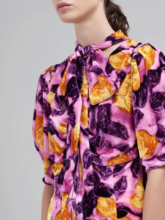 Marni Morning Blossom Print Fluid Velvet Dress Crocus Womens Dresses Marni Morning Blossom Print Fluid Velvet Dress Crocus Womens Dresses