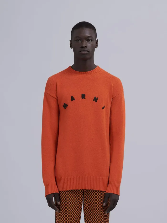 Marni Orange Cashmere Sweater Indian Orange Mens Knitwear Marni Orange Cashmere Sweater Indian Orange Mens Knitwear