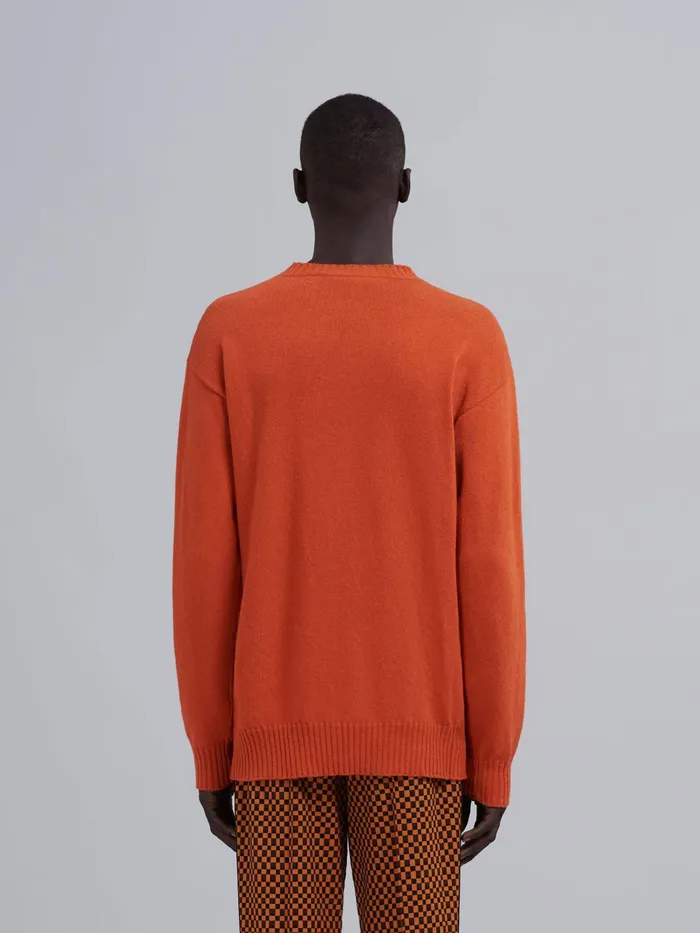 Marni Orange Cashmere Sweater Indian Orange Mens Knitwear Marni Orange Cashmere Sweater Indian Orange Mens Knitwear