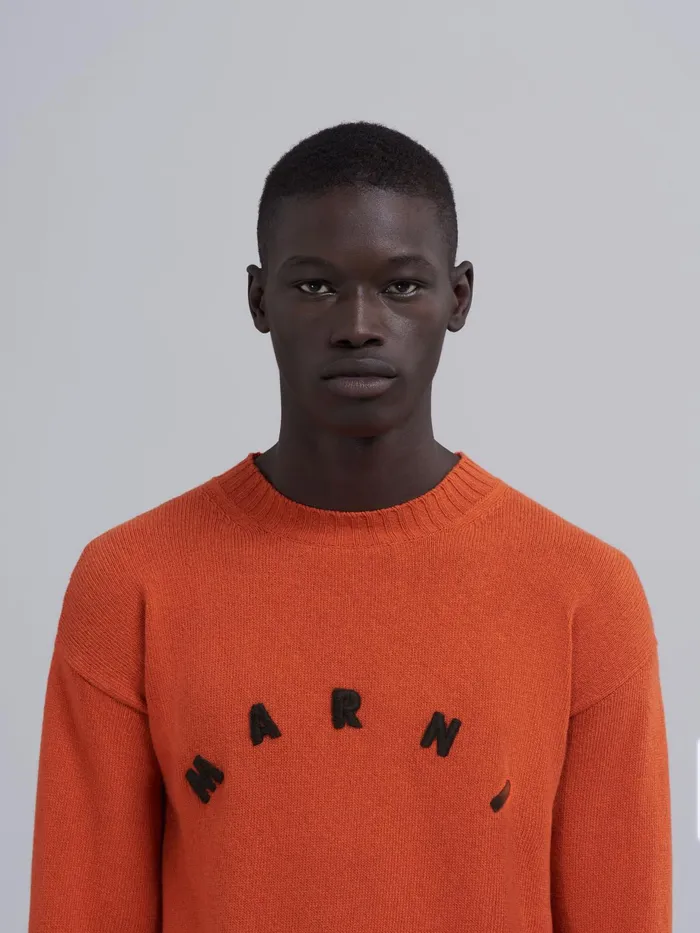 Marni Orange Cashmere Sweater Indian Orange Mens Knitwear Marni Orange Cashmere Sweater Indian Orange Mens Knitwear
