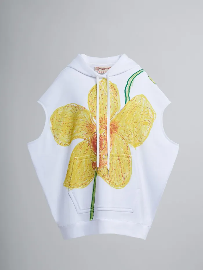 Marni Orchids Print Cotton Sweatshirt Vest Lily White Womens Sweatshirts and TShirts Marni Orchids Print Cotton Sweatshirt Vest Lily White Womens Sweatshirts and TShirts