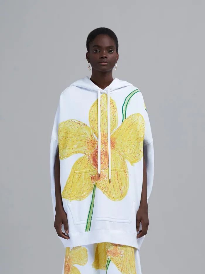 Marni Orchids Print Cotton Sweatshirt Vest Lily White Womens Sweatshirts and TShirts Marni Orchids Print Cotton Sweatshirt Vest Lily White Womens Sweatshirts and TShirts