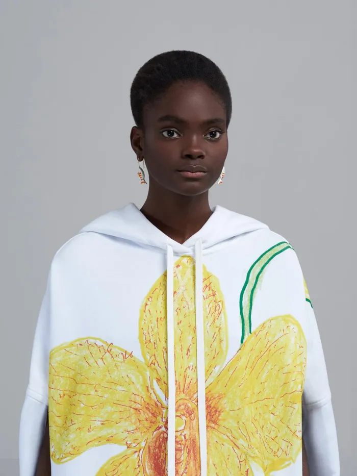 Marni Orchids Print Cotton Sweatshirt Vest Lily White Womens Sweatshirts and TShirts Marni Orchids Print Cotton Sweatshirt Vest Lily White Womens Sweatshirts and TShirts